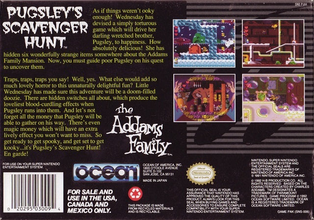 The Addams Family: Pugsley's Scavenger Hunt - (SNES) Super Nintendo [Pre-Owned] Video Games Ocean