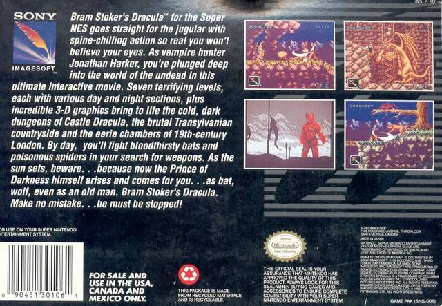Bram Stoker's Dracula - (SNES) Super Nintendo [Pre-Owned] Video Games Sony Imagesoft   