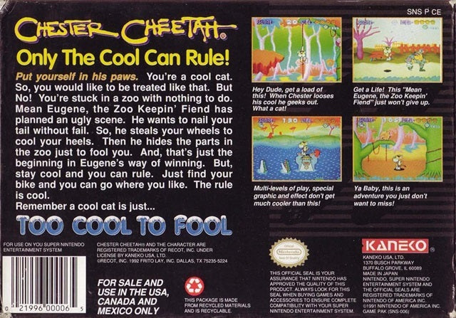 Chester Cheetah: Too Cool to Fool - (SNES) Super Nintendo [Pre-Owned] Video Games Kaneko   