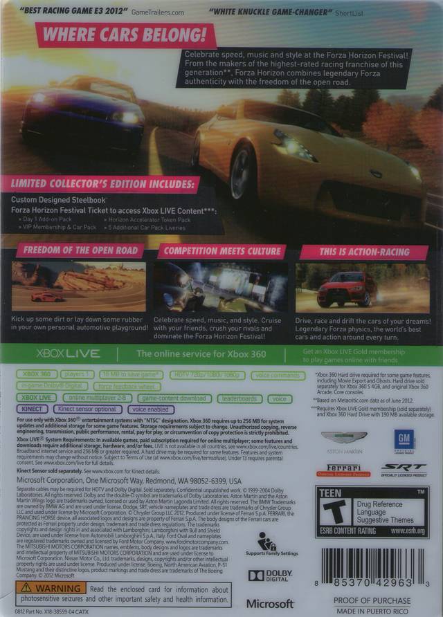 Forza Horizon (Limited Collector's Edition) - Xbox 360 [Pre-Owned] Video Games Xbox   