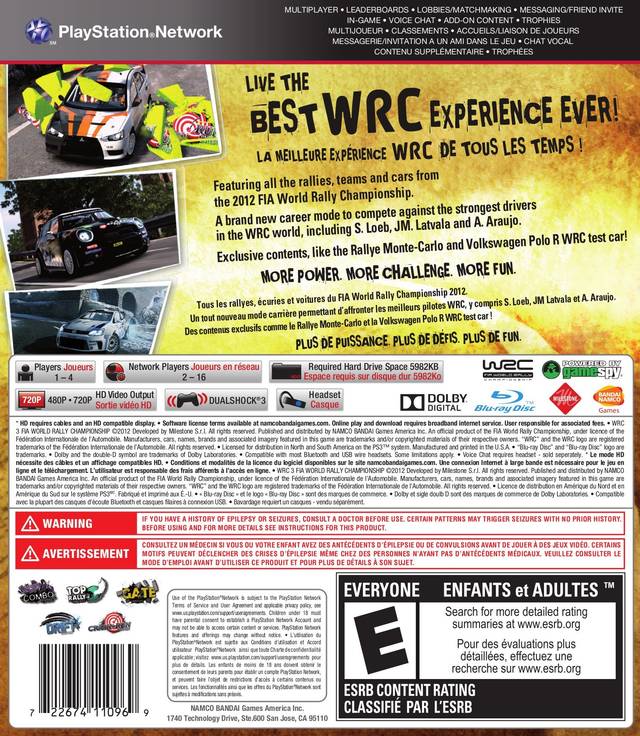 WRC 3: FIA World Rally Championship - (PS3) PlayStation 3 [Pre-Owned] Video Games Bandai Namco Games   