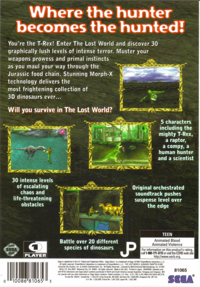 The Lost World: Jurassic Park - (SS) SEGA Saturn [Pre-Owned] Video Games SEGA