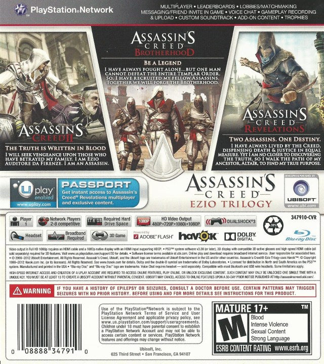 Assassin's Creed: Ezio Trilogy - (PS3) PlayStation 3 [Pre-Owned] Video Games Ubisoft   