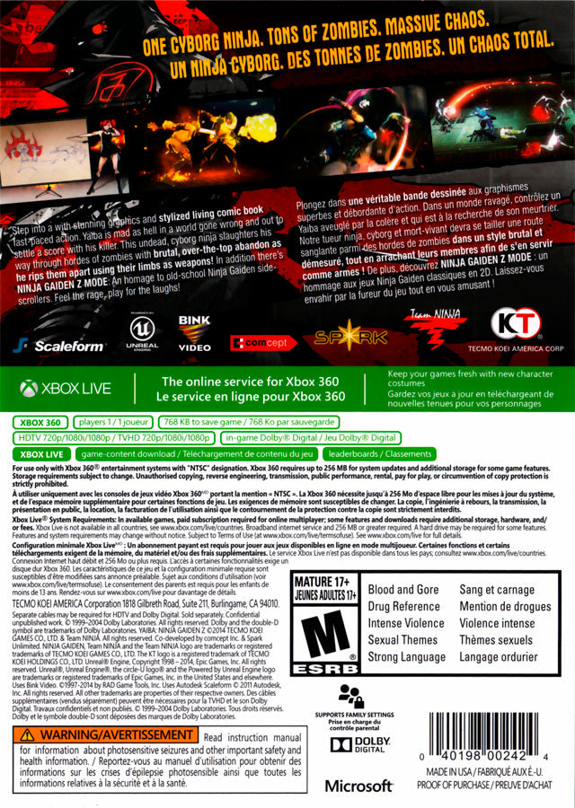 Yaiba: Ninja Gaiden Z - Xbox 360 [Pre-Owned] Video Games Tecmo Koei Games   