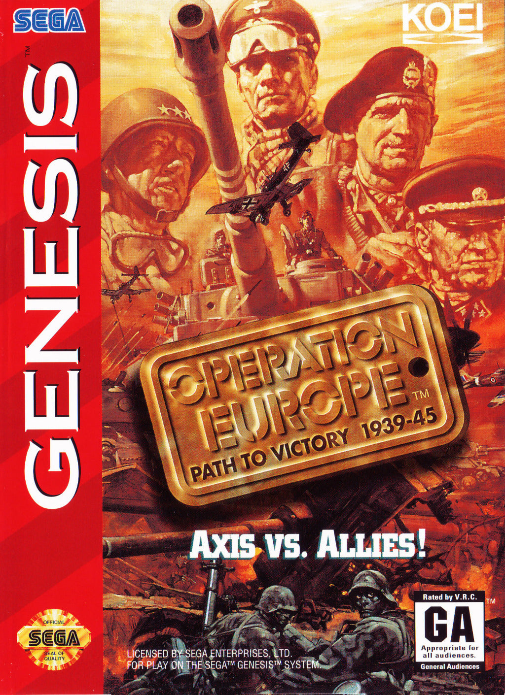 Operation Europe: Path to Victory 1939-45 - (SG) Sega Genesis [Pre-Owned] Video Games Koei   