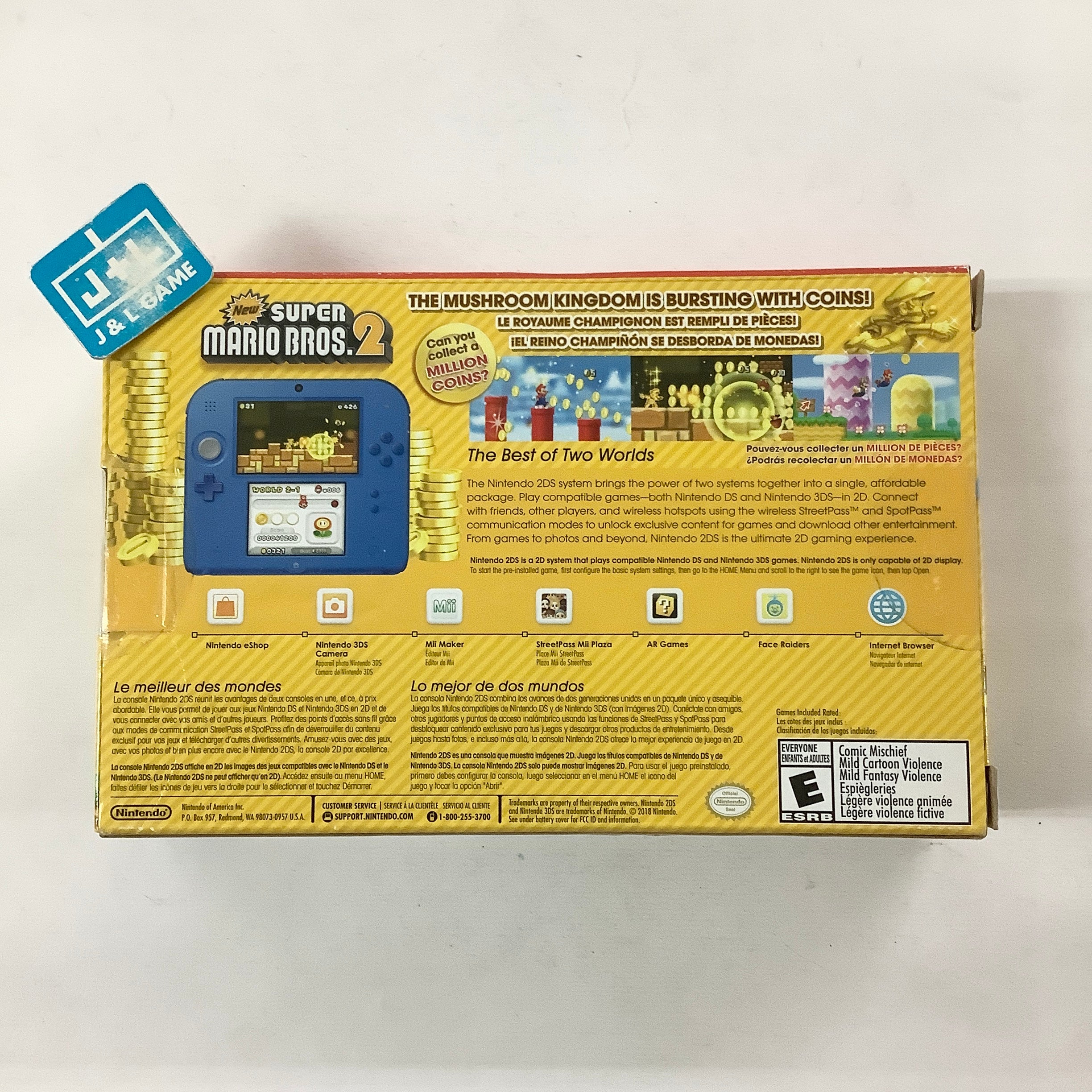 Nintendo 2DS Console  - (Electric Blue) 2 with New Super Mario Bros. 2 (Game Pre-Installed) - Nintendo 3DS Consoles Nintendo   