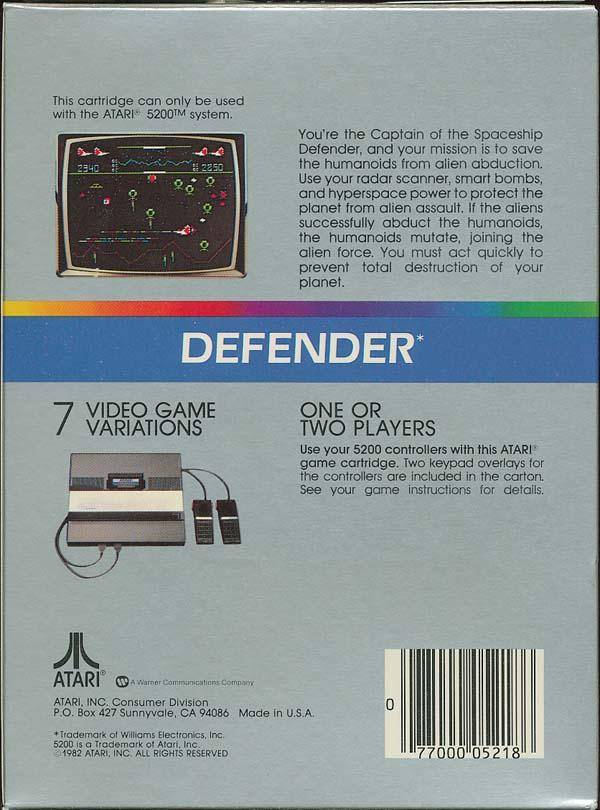 Defender - (A52) Atari 5200 [Pre-Owned] Video Games Atari   