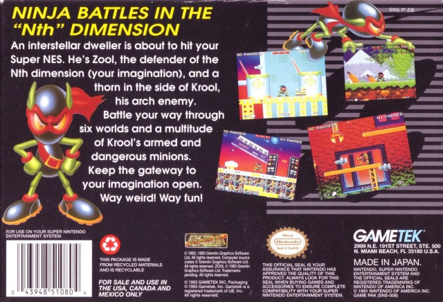 Zool: Ninja of the "Nth" Dimension - (SNES) Super Nintendo [Pre-Owned] Video Games GameTek   