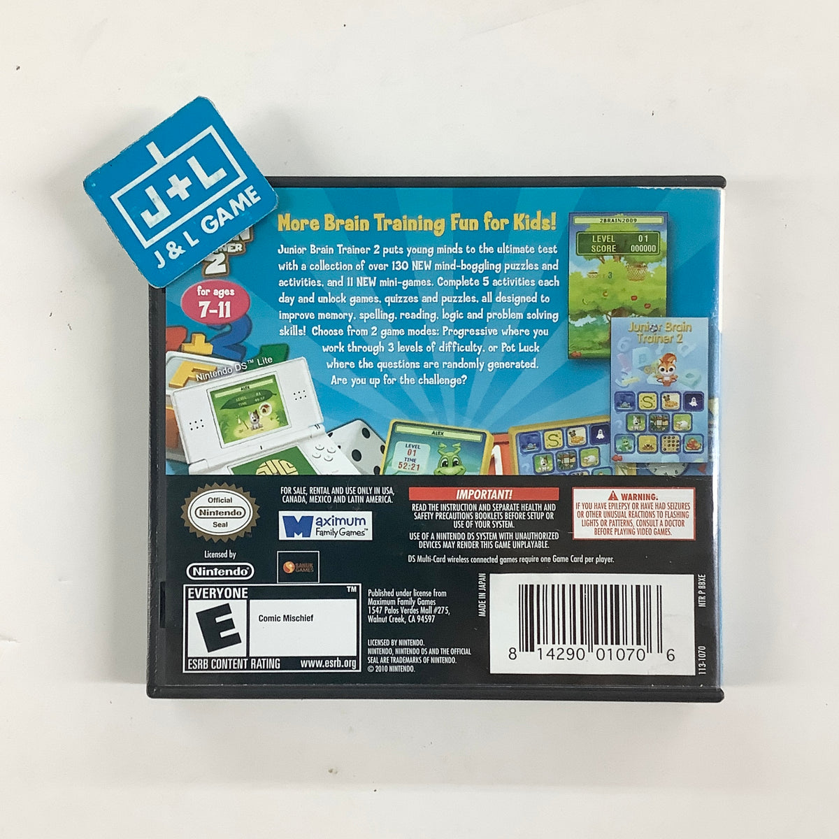 Junior Brain Trainer 2 - (NDS) Nintendo DS [Pre-Owned] Video Games Maximum Family Games