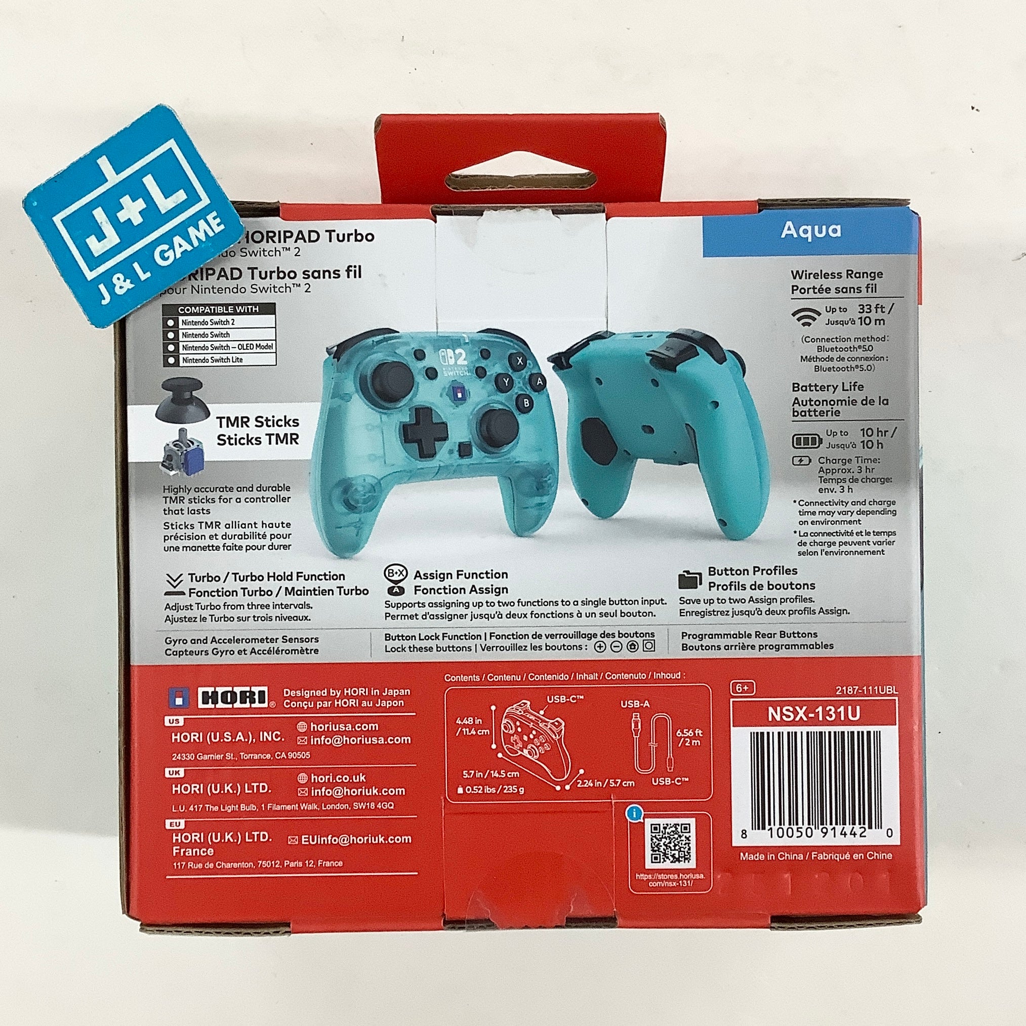 HORI Wireless HORIPAD Turbo (Aqua) - (NS2) Nintendo Switch 2 ACCESSORIES HORI