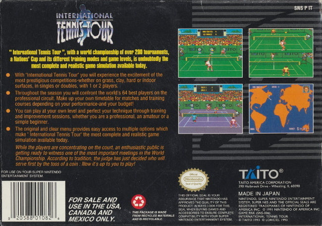 International Tennis Tour - (SNES) Super Nintendo [Pre-Owned] Video Games Taito Corporation   