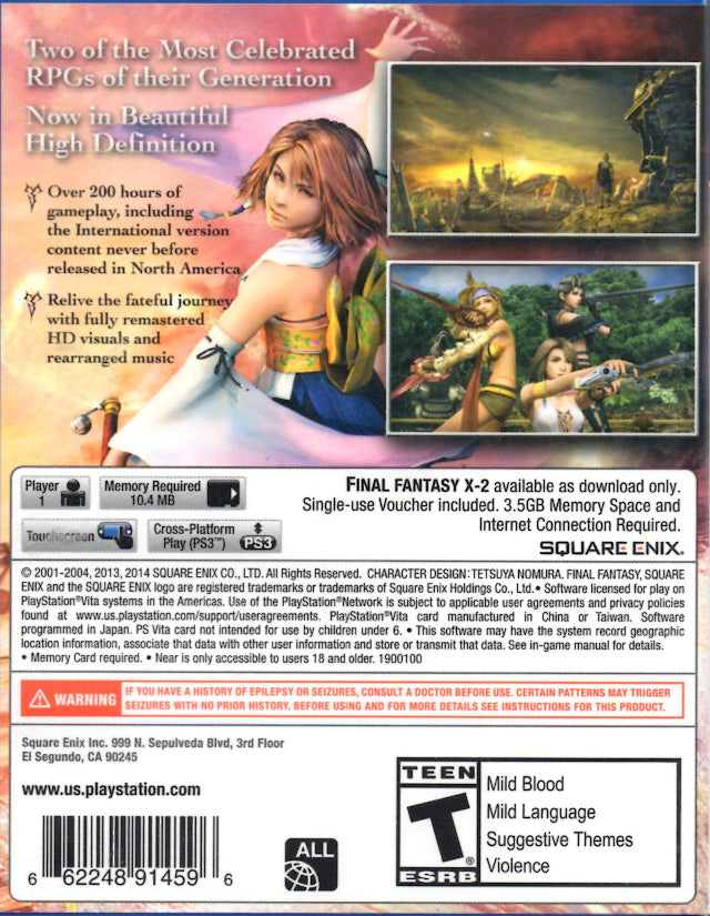 Final Fantasy X X-2 HD Remaster (Canada) (PSV) PlayStation Vita