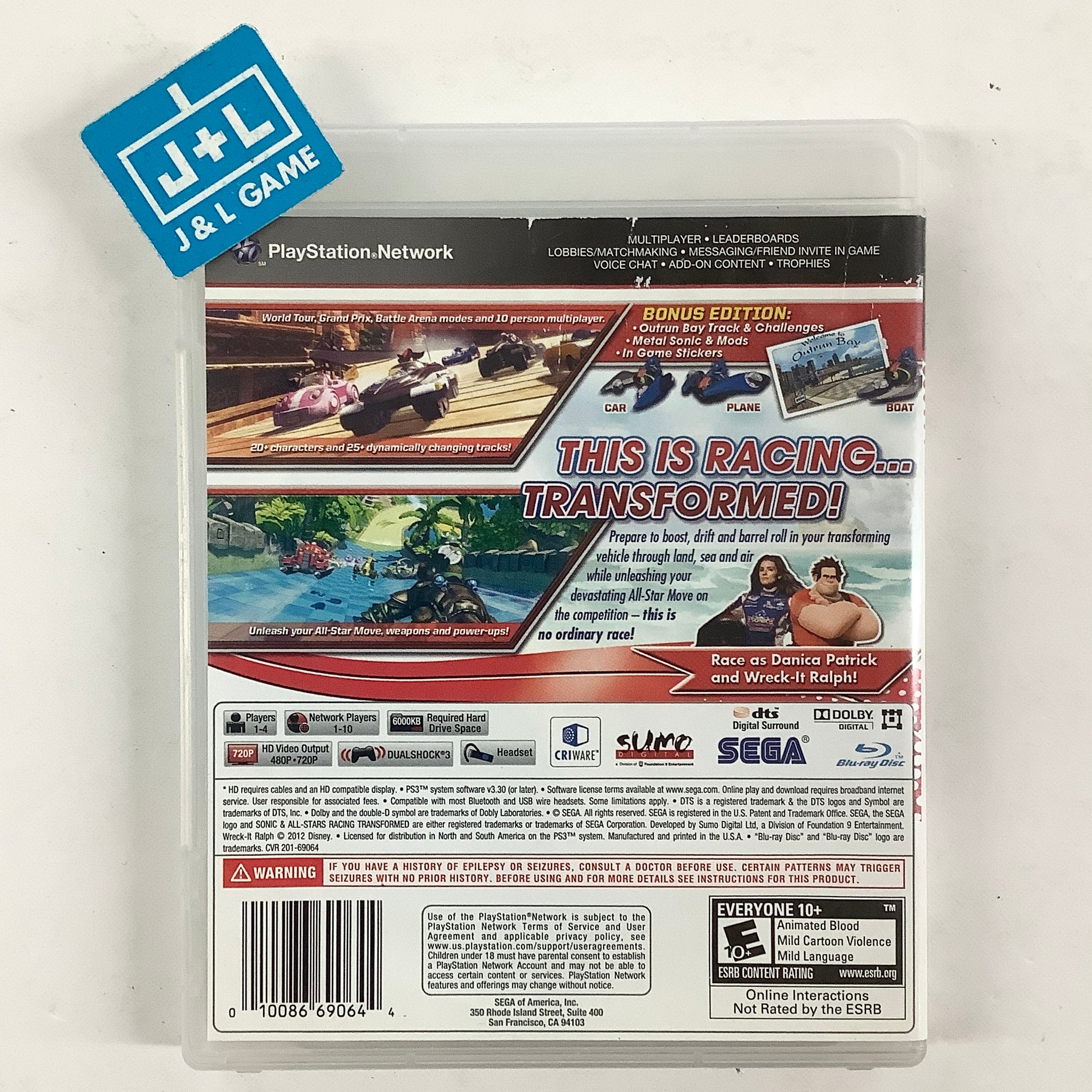 Sonic & All-Stars Racing Transformed (Bonus Edition) - (PS3) PlayStation 3 [Pre-Owned] Video Games Sega