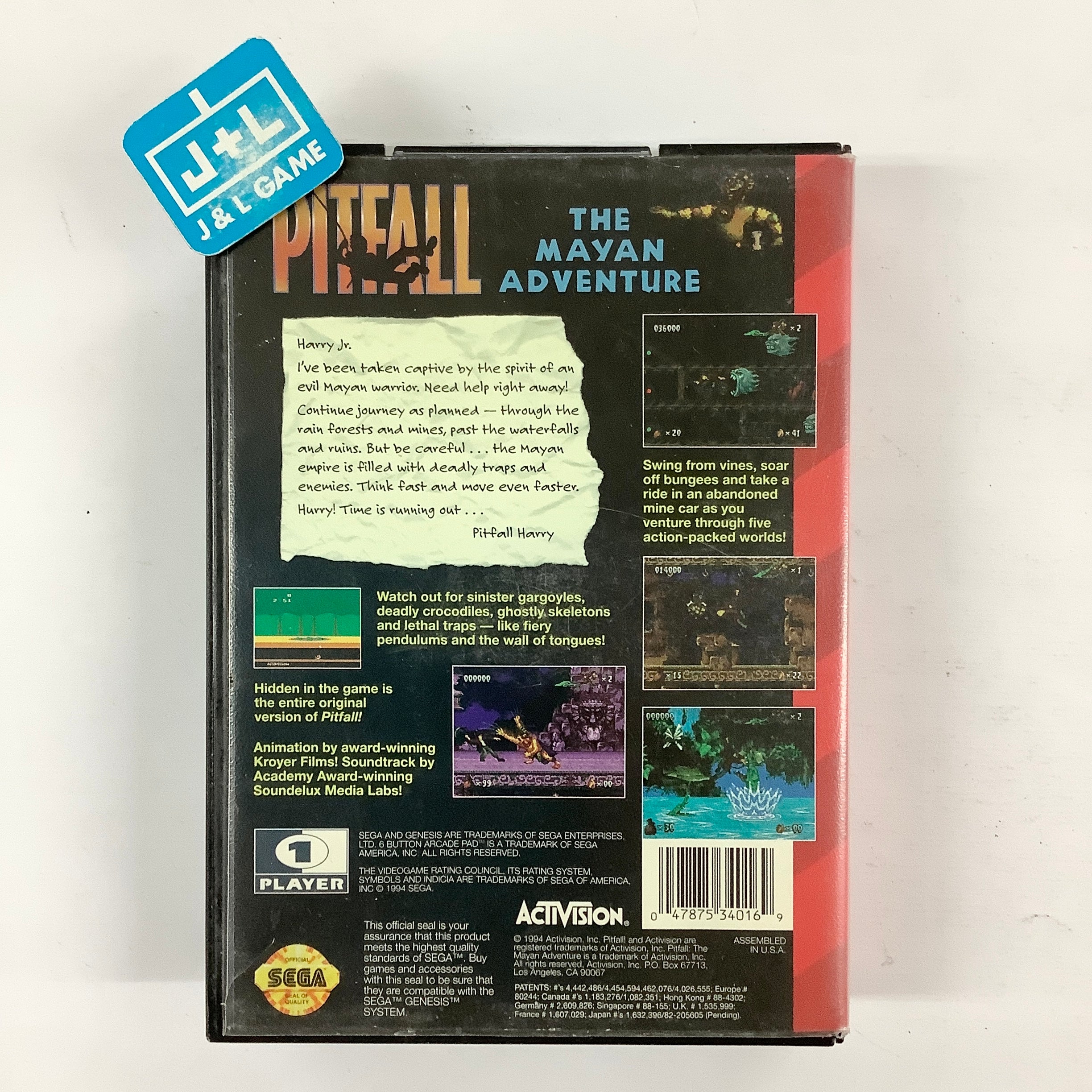 Pitfall: The Mayan Adventure - (SG) SEGA Genesis [Pre-Owned] Video Games Activision   