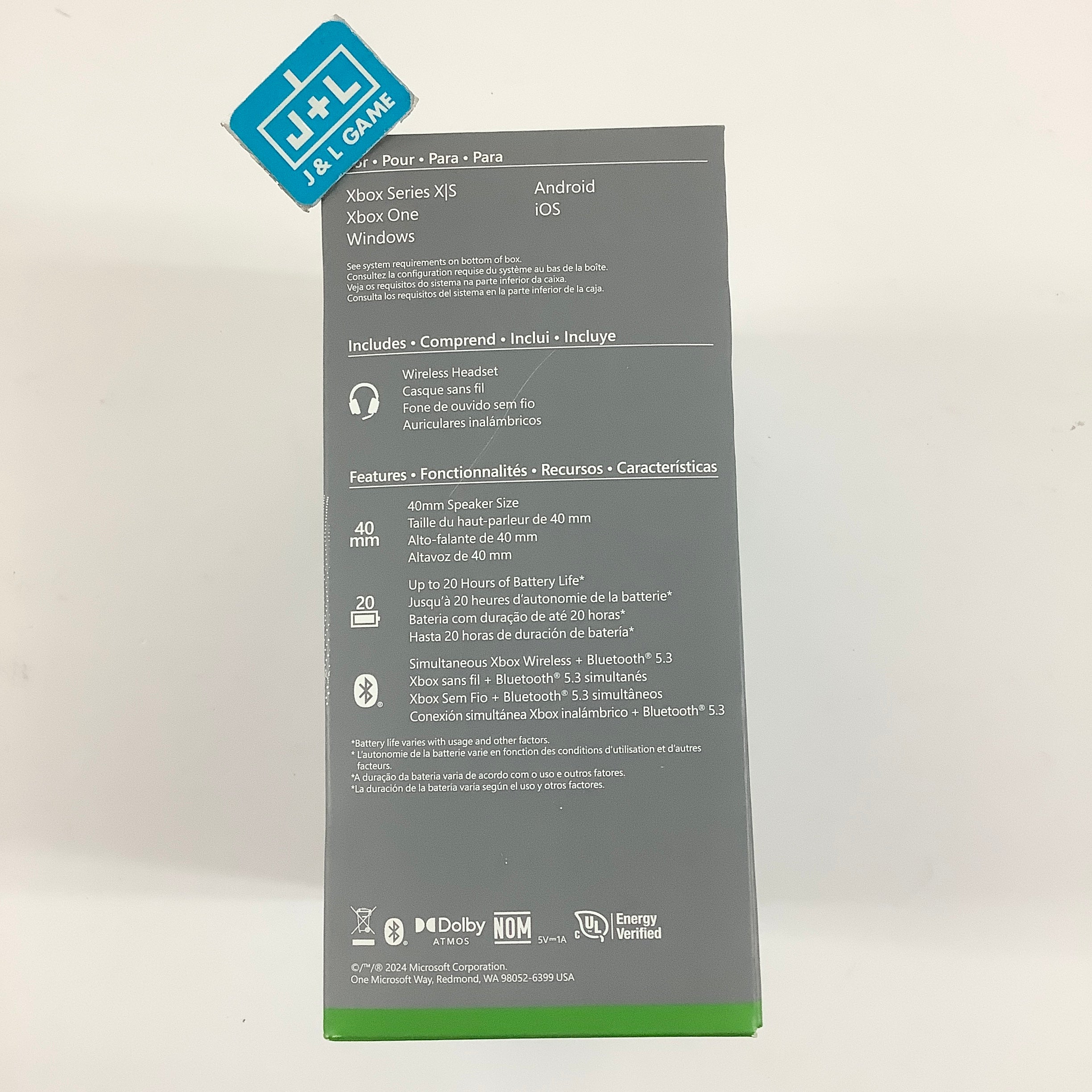 Microsoft Xbox Series X Wireless Stereo Headset (2024 Model) – Over Ear Headphones – Spatial Audio with Dolby Atmos, Windows Sonic Series X|S, One, Windows PC, Mobile (Carbon Black) - (XSX) Xbox Series X ACCESSORIES Xbox