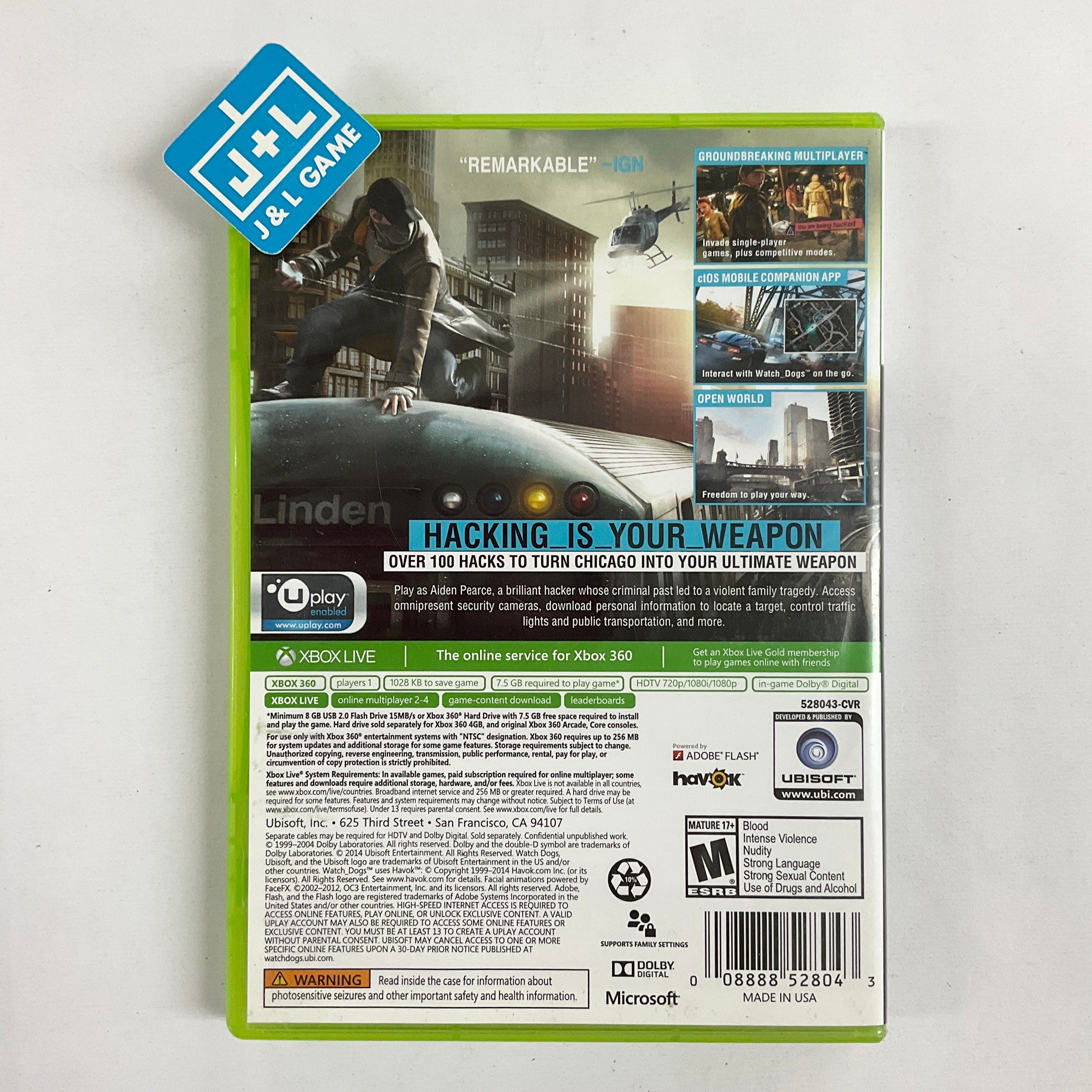 Watch Dogs - Xbox 360 [Pre-Owned] Video Games Ubisoft   