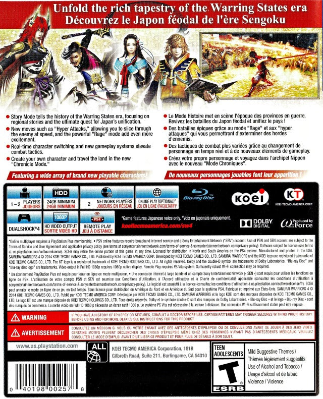 Samurai Warriors 4 - (PS4) PlayStation 4 [Pre-Owned]