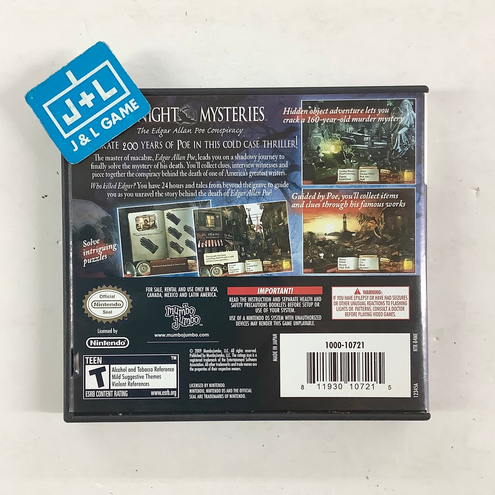 Midnight Mysteries: The Edgar Allan Poe Conspiracy - (NDS) Nintendo DS [Pre-Owned] Video Games MumboJumbo