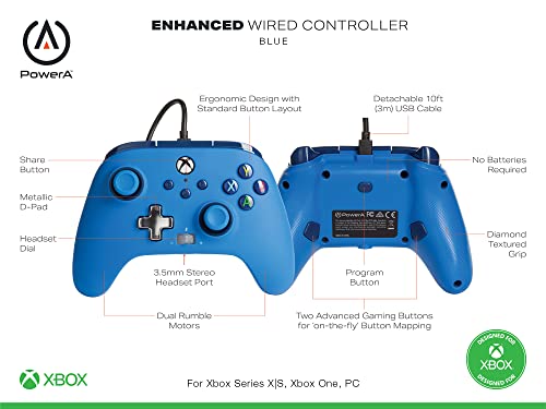 PowerA Enhanced Wired Controller (Blue) - (XSX) Xbox Series X ACCESSORIES PowerA   