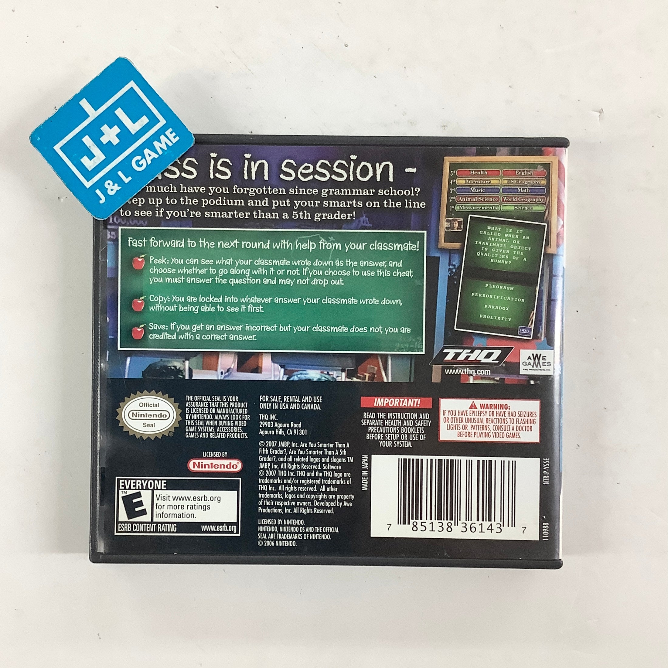 Are You Smarter than a 5th Grader? - (NDS) Nintendo DS [Pre-Owned] Video Games THQ