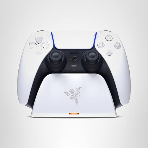 Razer Quick Charging Stand - Curved Cradle Design Matches PS5 DualSense Wireless Controller One-Handed Navigation USB Powered White - (PS5) PlayStation 5 ACCESSORIES Razer