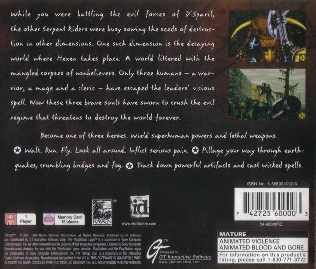 Hexen: Beyond Heretic - (PS1) Playstation 1 [Pre-Owned] Video Games GT Interactive   