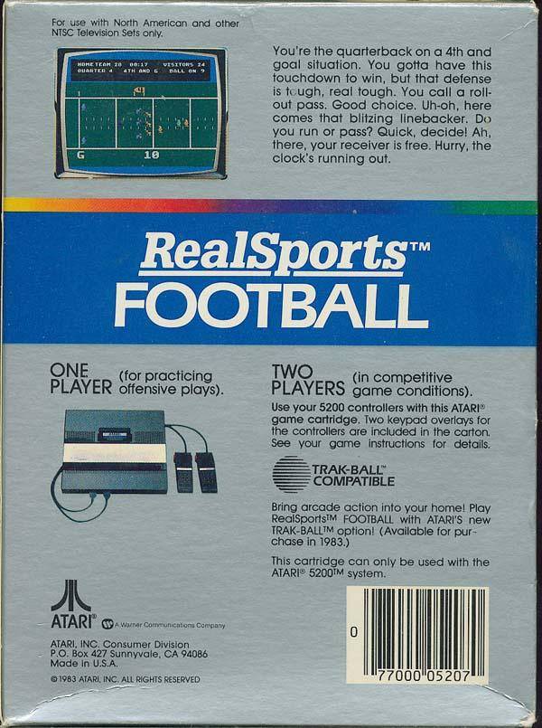 RealSports Football - (A52) Atari 5200 [Pre-Owned] Video Games Atari   