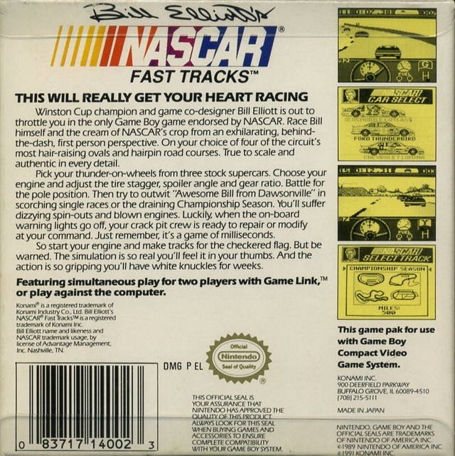 Bill Elliott's NASCAR Fast Tracks - (GB) Game Boy [Pre-Owned] Video Games Ultra