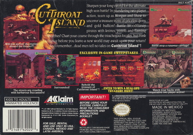 Cutthroat Island - (SNES) Super Nintendo [Pre-Owned] Video Games Acclaim   