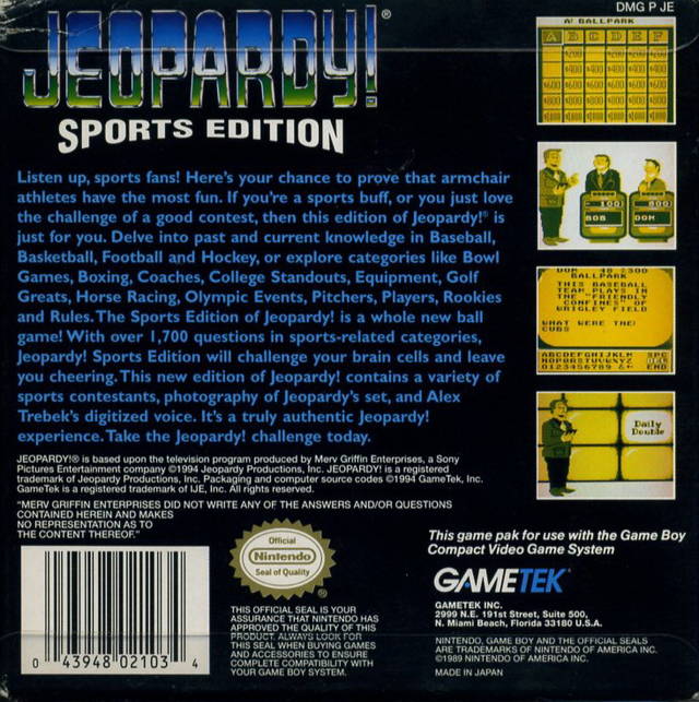 Jeopardy Sports Edition (GB) Game Boy [Pre-Owned] GameTek