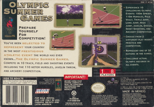 Olympic Summer Games: Atlanta 1996 - (SNES) Super Nintendo [Pre