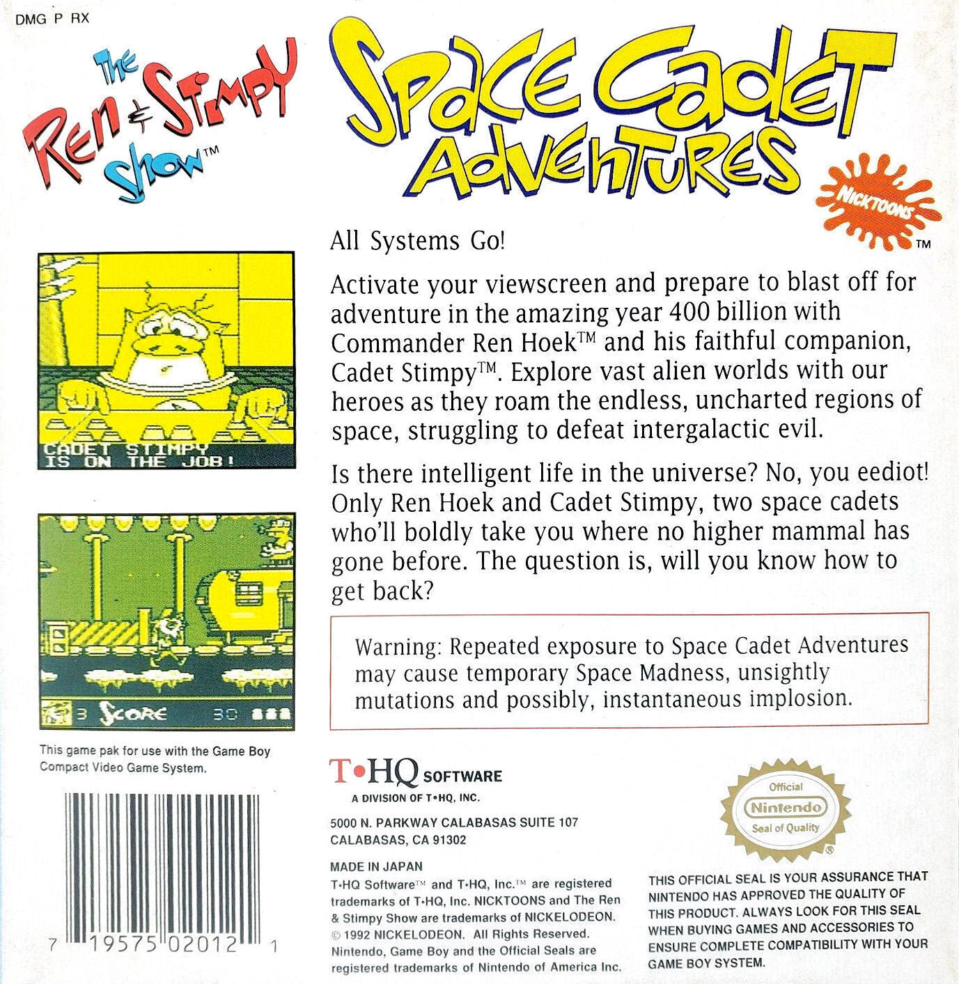 The Ren & Stimpy Show: Space Cadet Adventures - (GB) Game Boy [Pre-Owned] Video Games THQ
