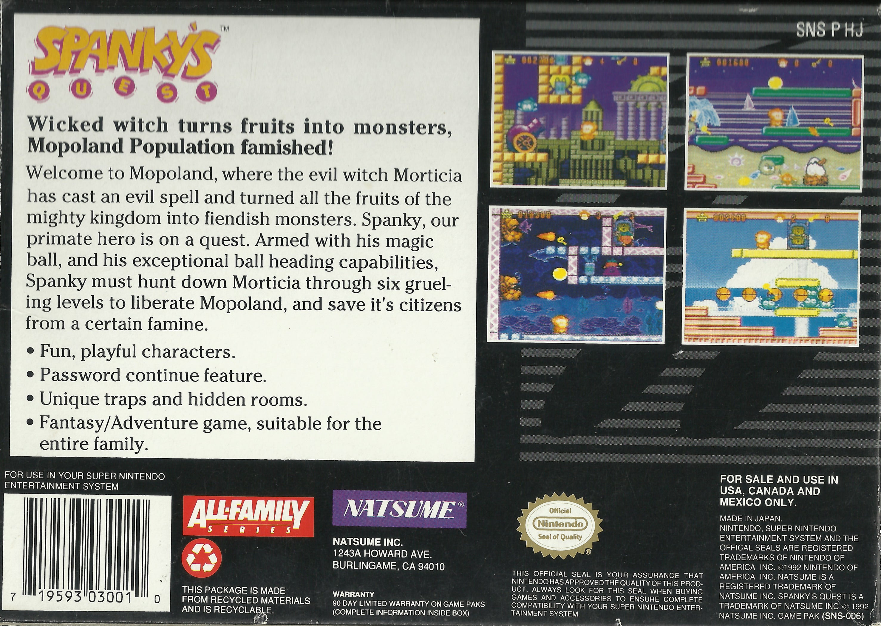 Spanky's Quest - (SNES) Super Nintendo [Pre-Owned] | J&L Game