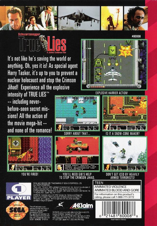 True Lies - (SG) Sega Genesis [Pre-Owned] Video Games Acclaim   