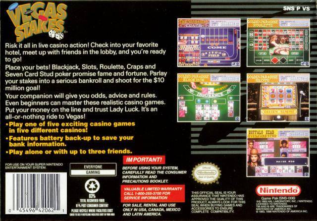 Vegas Stakes - (SNES) Super Nintendo [Pre-Owned] Video Games Nintendo   
