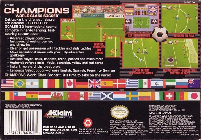 Champions World Class Soccer - (SNES) Super Nintendo [Pre-Owned] Video Games Acclaim   