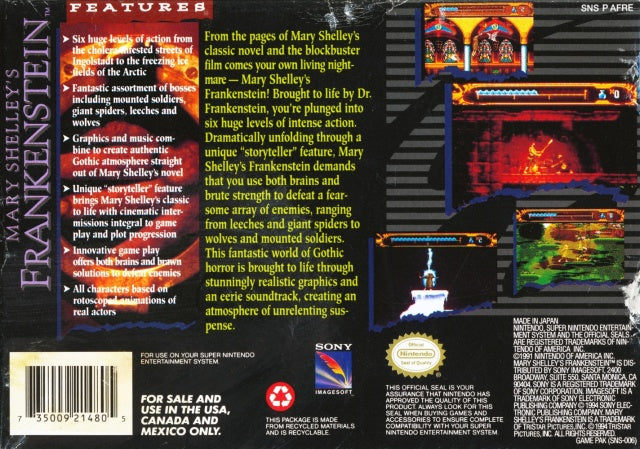 Mary Shelley's Frankenstein - (SNES) Super Nintendo [Pre-Owned] Video Games Sony Imagesoft   