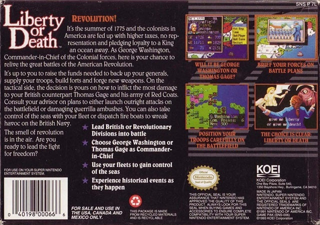 Liberty or Death - (SNES) Super Nintendo [Pre-Owned] Video Games Koei   