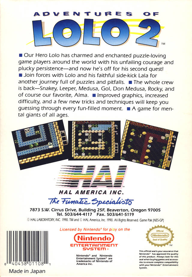 Adventures of Lolo 2 - (NES) Nintendo Entertainment System [Pre-Owned] Video Games HAL America   