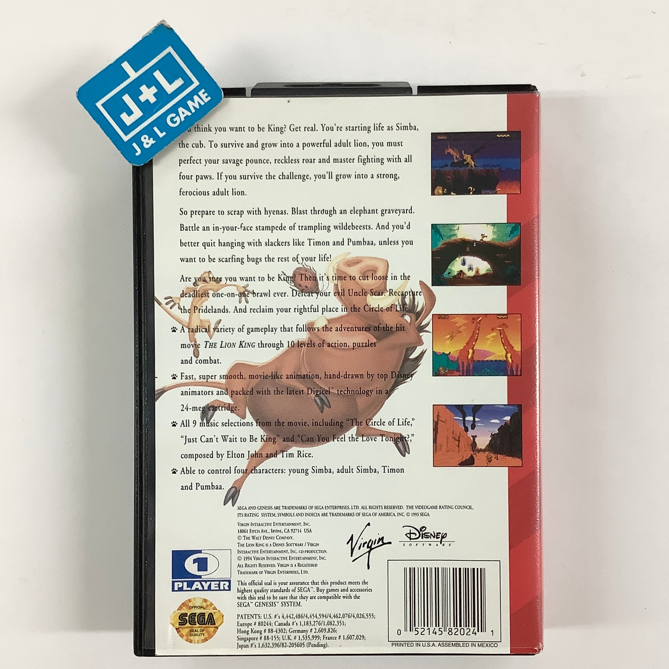The Lion King - (SG) SEGA Genesis [Pre-Owned] Video Games Virgin Interactive