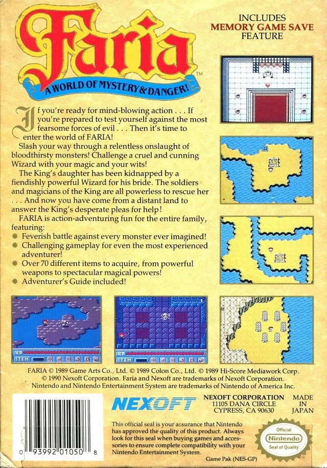 Faria: A World of Mystery & Danger! - (NES) Nintendo Entertainment System [Pre-Owned] Video Games Nexoft   