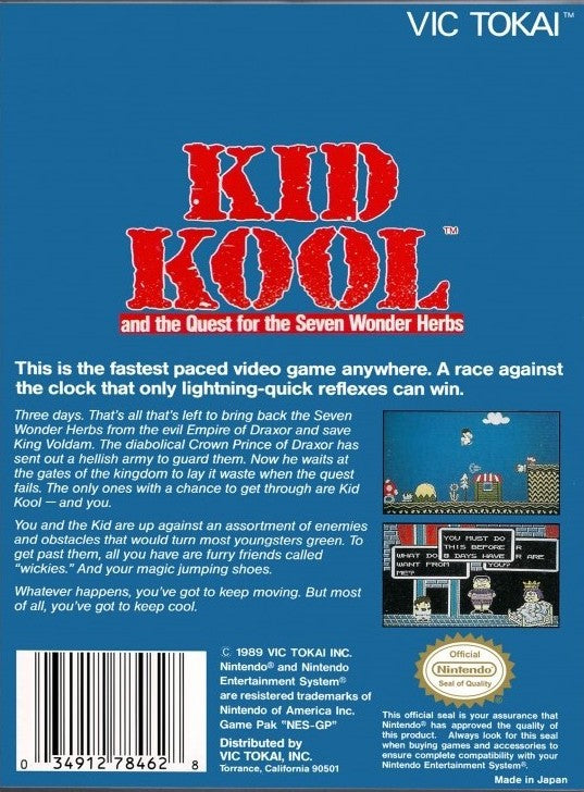 Kid Kool and the Quest for the Seven Wonder Herbs - (NES) Nintendo Entertainment System [Pre-Owned] Video Games Vic Tokai, Inc.   