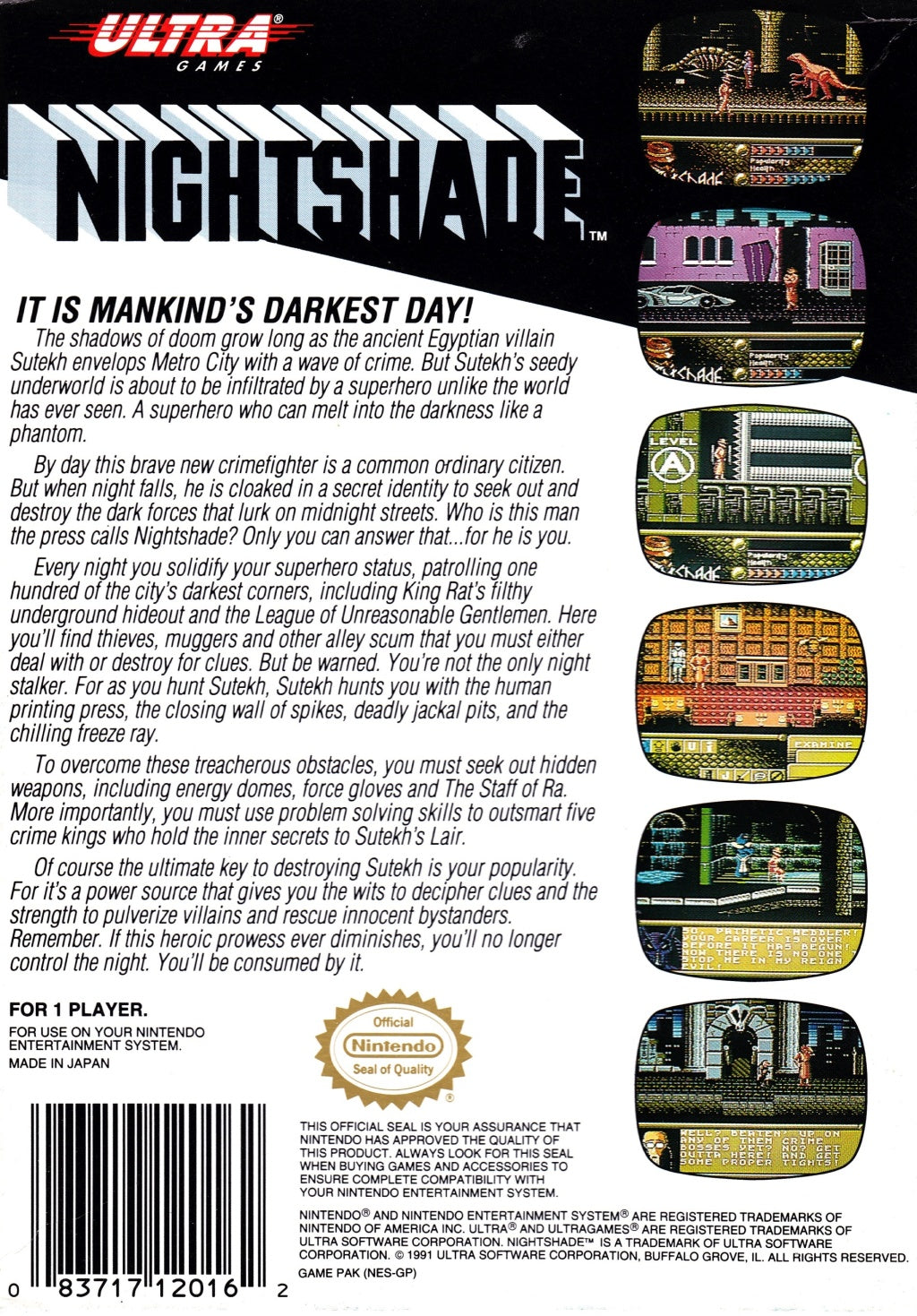 Nightshade - (NES) Nintendo Entertainment System [Pre-Owned] Video Games Ultra   