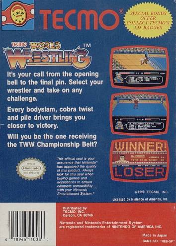 Tecmo World Wrestling - (NES) Nintendo Entertainment System [Pre-Owned] Video Games Tecmo   