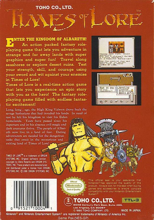 Times of Lore - (NES) Nintendo Entertainment System [Pre-Owned] Video Games Toho   