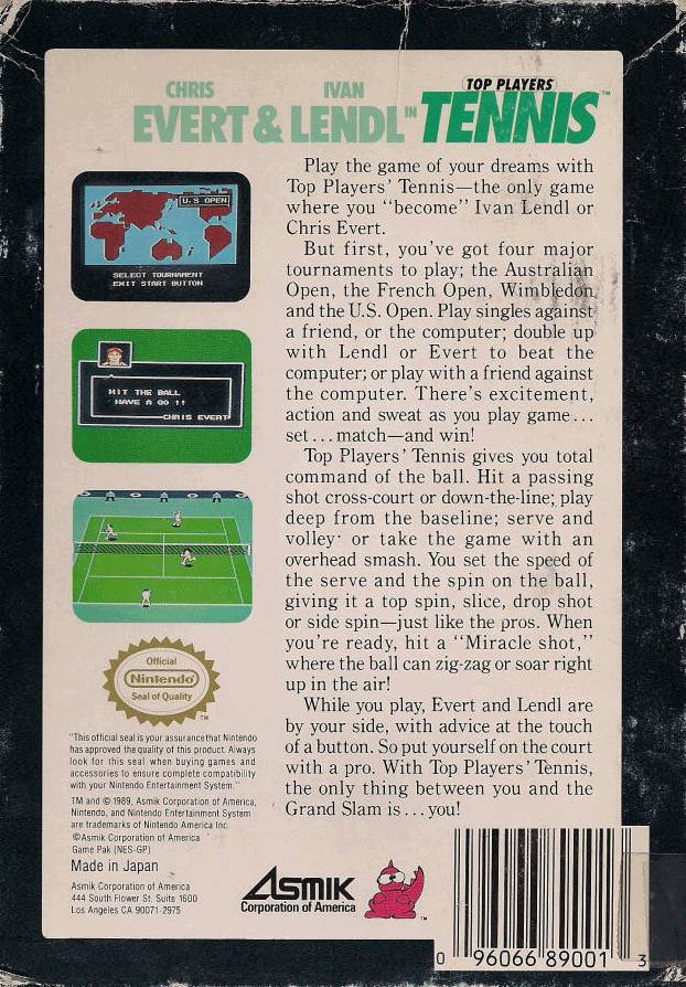 Top Players Tennis - (NES) Nintendo Entertainment System [Pre-Owned] Video Games Asmik Corporation of America   
