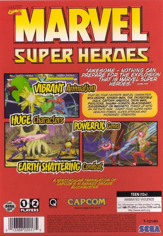Boxarts du jeu Marvel Super Heroes vs. Street Fighter sur Sega Saturn Boxarts du jeu Marvel Super Heroes vs. Street Fighter sur Sega Saturn
