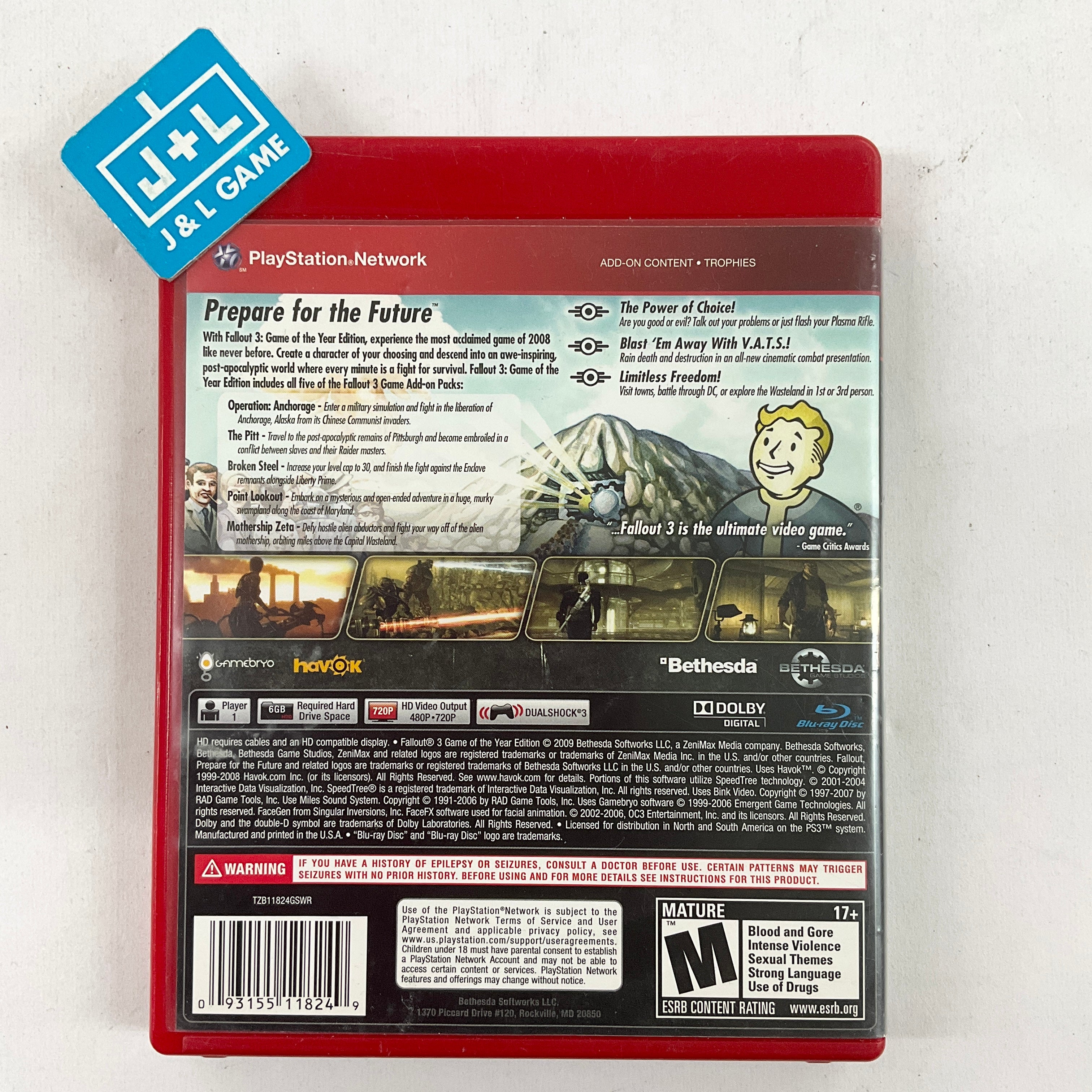 Fallout 3: Game of the Year Edition (Greatest Hits) (GameStop Exclusive) - (PS3) PlayStation 3 [Pre-Owned] Video Games Bethesda Softworks