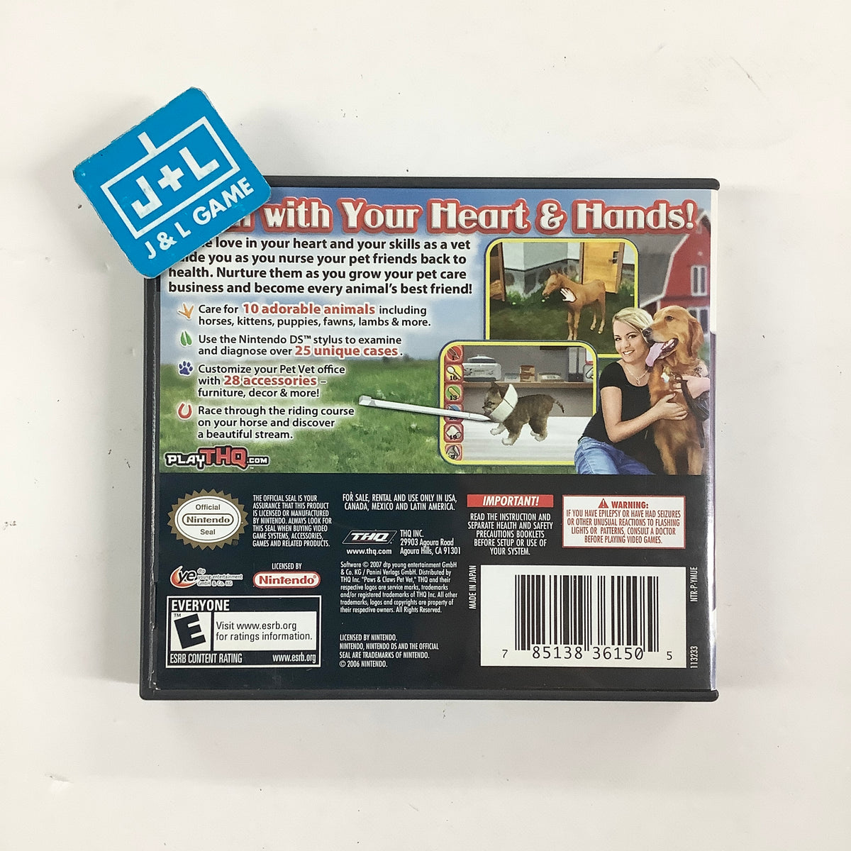 Paws & Claws: Pet Vet Healing Hands - (NDS) Nintendo DS [Pre-Owned] Video Games THQ