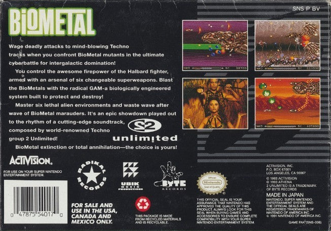 Biometal - (SNES) Super Nintendo [Pre-Owned] Video Games Activision   